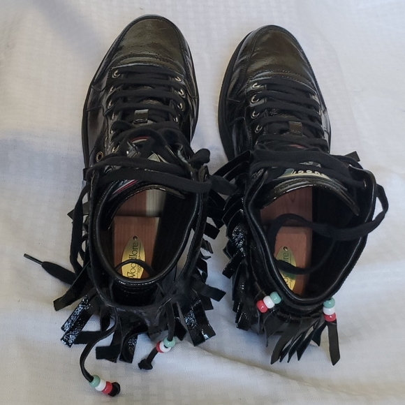 Gucci Men's Athletic Black High Tops with Fringe - Picture 1 of 2